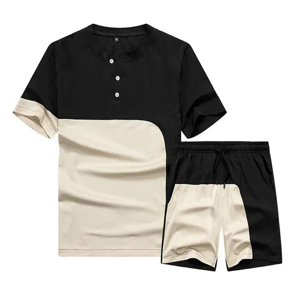 

summer men's tracksuits men shorts set street casual 2 piece t shirt, Gray