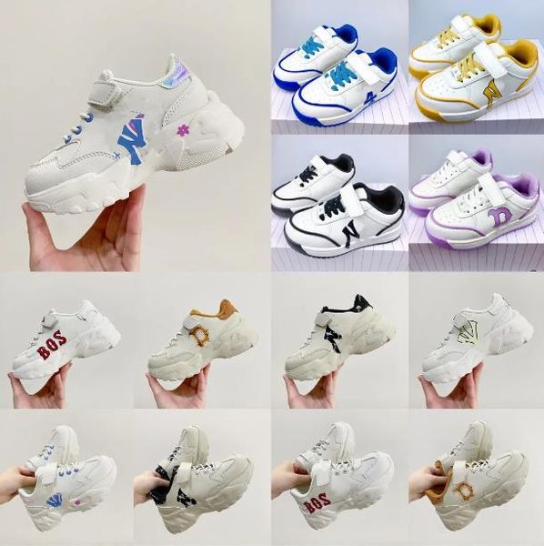 

Newest Brand Kids Designer Shoes Sneakers Spring Summer Outdoor Sport Leather Breathable Patchwork Letters Sneaker Boys Girls Casual School Shoes Size 27-35, Brown