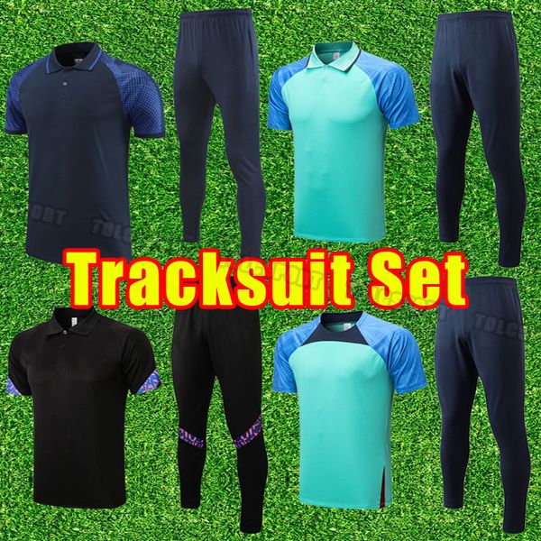 

polo set ansu fati football soccer tracksuits 22 23 memphis pedri kun aguero adama ferran 2022 2023 griezmann f. de jong dest shirt long sle, Black