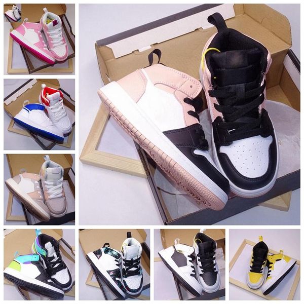 

new fashion new fashion 2022 kids shoes infants 1s i toddler jumpman basketball shoe 1 mid milan sail bone string shimmer take flight light, Black