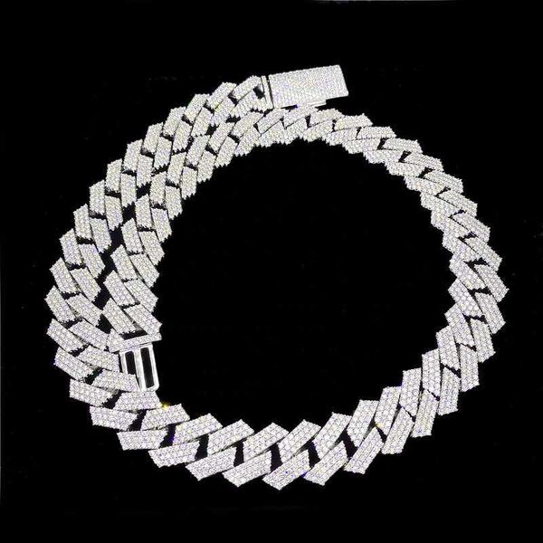 

zuanfa jewelry new trendy 19mm width iced out jewelry 925 sterling silver loose moissanite diamond cuban link
