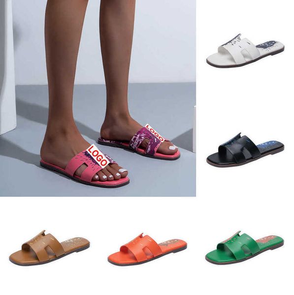 

designer slides women h graffiti famous sandals summer slippers beach walk slippers for ladies fashion genuine leather travel mules orange f, Black