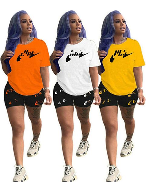 

2023 brand designer women letter tracksuits summer two piece set short sleeve t-shirt shorts fashion sports suit crew neck outfits pullover, Gray