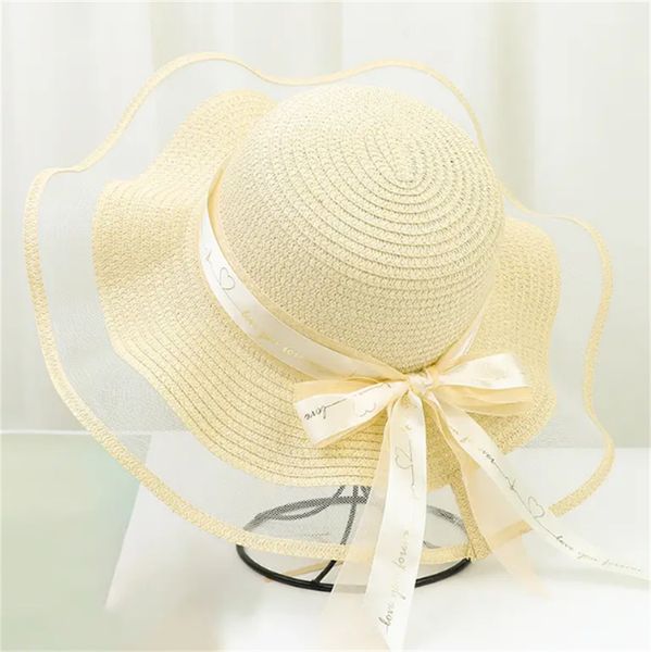 

women's mesh tulle straw hat with fashionable design enhances your summer look - the perfect valentine's day gift for her, Blue;gray