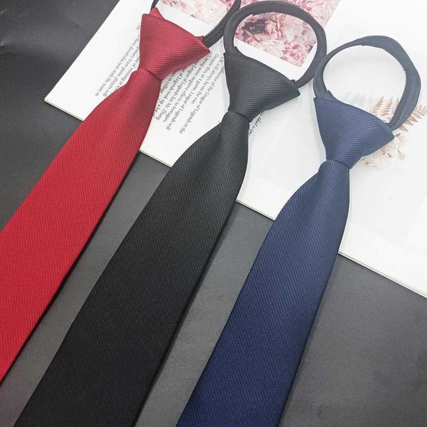 

mens zip tie narrow solid color dark twill lazy pull peels punch black, Blue;purple