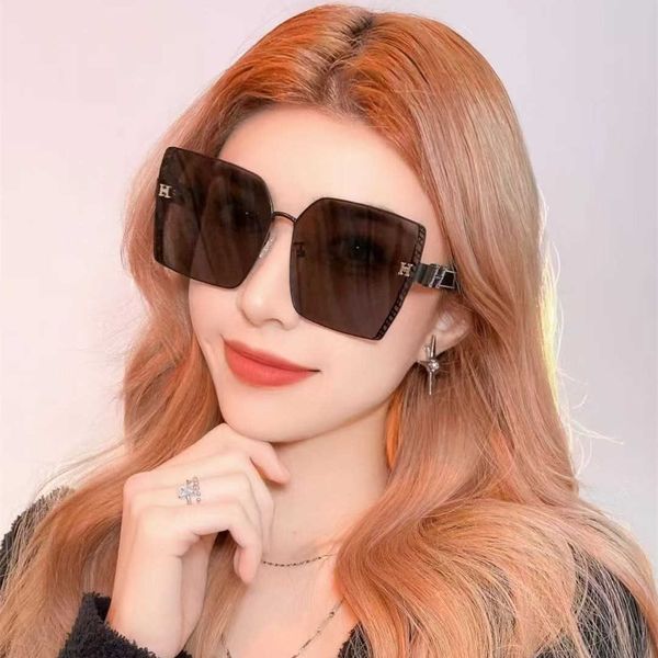 

h letter sunglasses fashion korean version fashion women's orange sunglasses uv resistant large frame sunglasses, White;black