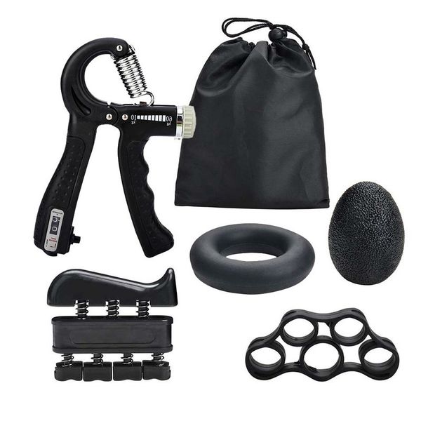 

hand grips 5piece fitness grip sleeve adjustable strength finger trainer forearm muscle workout grip ring exerciser grip ball 230417