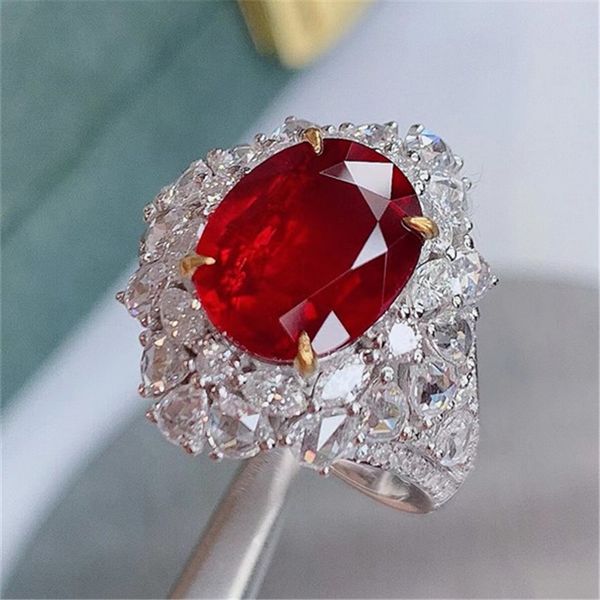 

vintage ruby diamond ring 925 sterling silver party wedding band rings for women bridal promise engagement jewelry gift, Slivery;golden