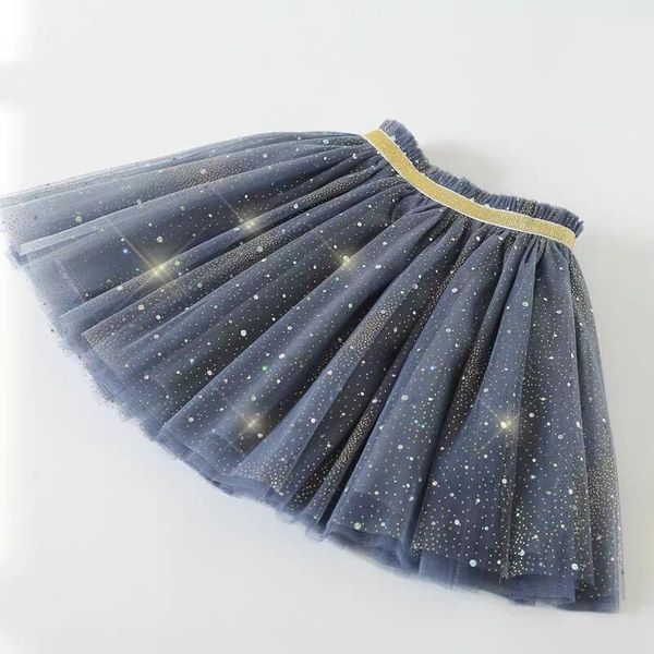 

skirts spring fall fluorescent sequins starry girls skirts summer school girl tulle tutu skirt casual children pleated skirt 3-10t 230417, Black