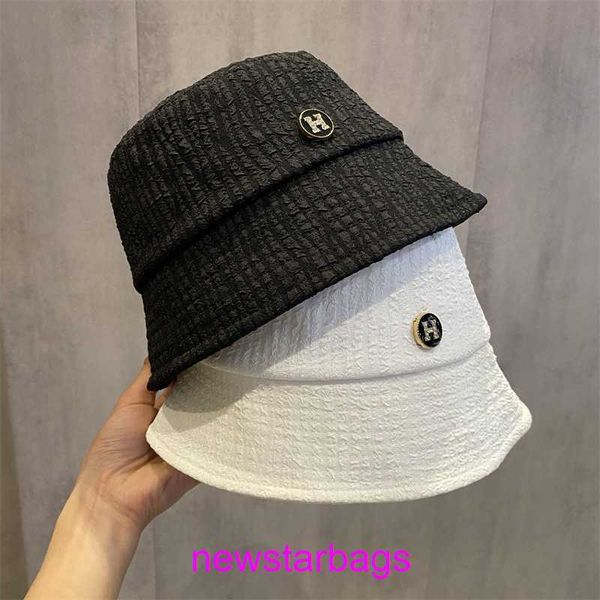 

original edition designer herms hat for sale versatile striped fisherman hat women in spring fashionable and plain looking with a small buck, Blue;gray