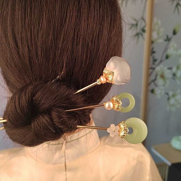 

hairpins hairstyle design tool jade hairpin hanfu hair sticks ancient style hairpin chinese style headwear ancient headwear w0417, Golden;silver