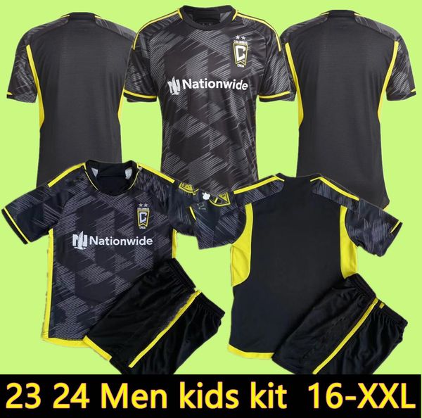 

player version 2022 2023 columbus soccer jerseys 22 23 zardes pedro mensah zelarayan r.williams santos columbus black football shirt men kid, Black;yellow