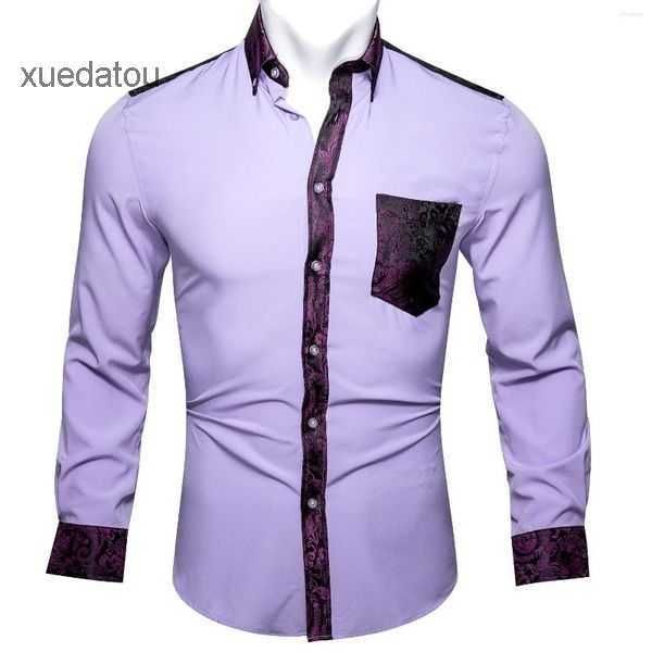 

barry.wang shirts men's black dress solid blue floral splicing men long sleeve casual soft for designer fit shirt bcy-0302 1 9gmf, White;black