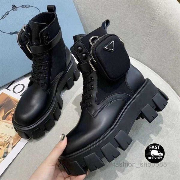 

women rois martin boots military inspired combat boots nylon pouch attached to the ankle with strap size 35-41, Black