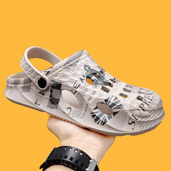 

sandals summer breathable eva men lightweight fashion slippers hollow-out beach shoes comfortable walking for 230417, Black