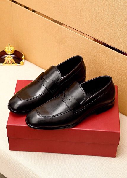 

2023 men dress shoes casual genuine leather loafers breathable slip on oxfords men brand formal wedding business flats zapatos hombre size 3, Black