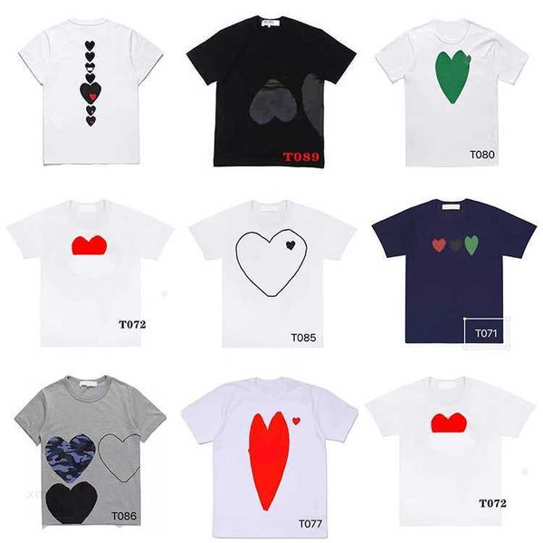

play designer men's t-shirts casual women's des badge garcons quality print short sleeve short t-shirt couple hearts tshirt, White;black