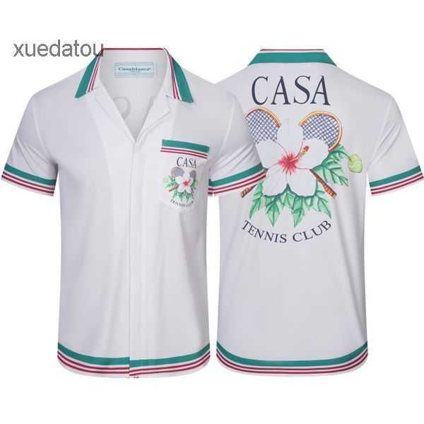 

shirt 22ss designer shirts casablanc masao san print mens casual shirt womens loose silk shirt short sleeves luxury t-shirt tees 3 9gq9, White;black