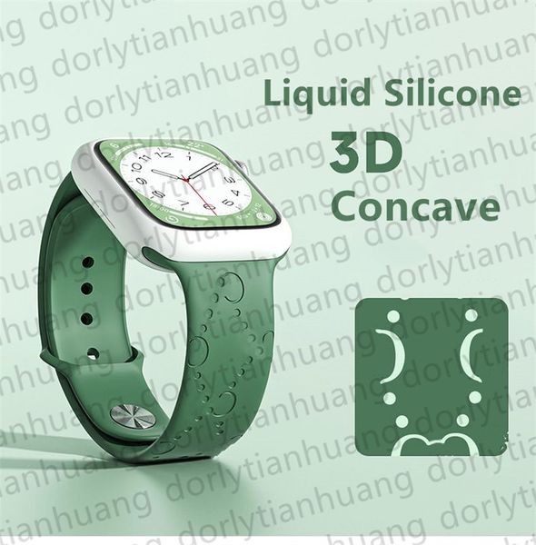 

liquid silicone watch band straps for apple watch band 49mm 38mm 44mm 45mm iwatch series 8 9 5 6 7 strap rubber embossing bracelet 3d concav, Black;brown