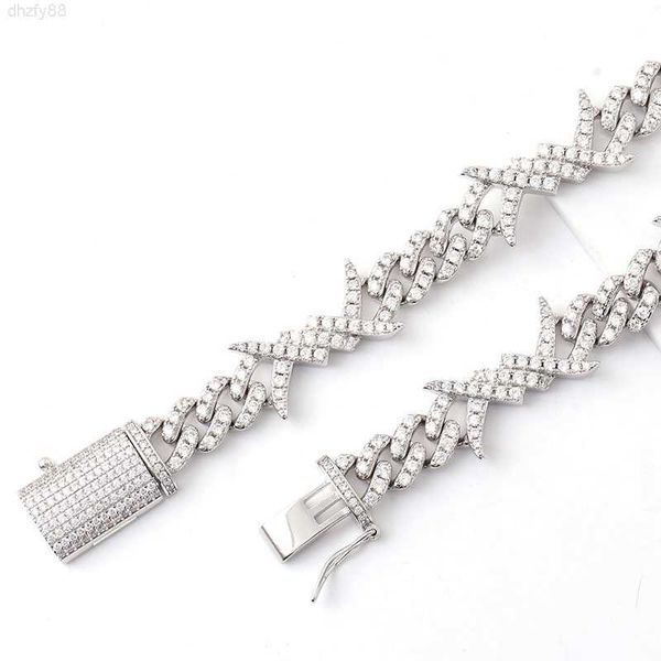 

fashion silver 925 with moissanite diamond 14k hip hoop iced cuban link chain golf