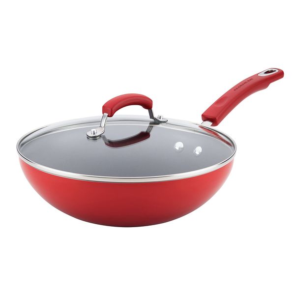 

classic bright's aluminum nonstick stir 11" fry camp pan with glass lid