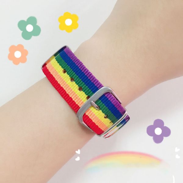 

new fashion rainbow color canvas cuff bracelet popular womens adjustable bracelets jewelry, White