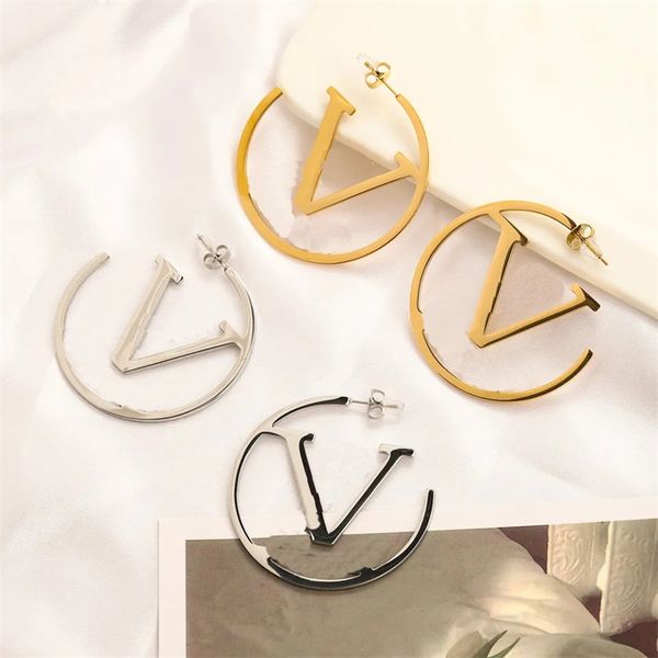 

women's love designer stud earrings huggie brand letter earrings luxury spring jewelry earrings family wedding party gifts jewelry whol, Golden;silver