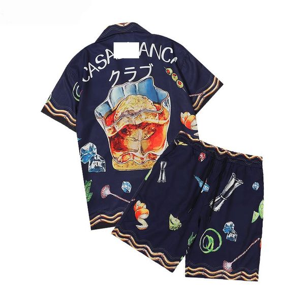 

men's casual shirts men shirt and shorts set new summer casual printed hawaiian shirt homme short male printing dress suit sets plus si, White;black