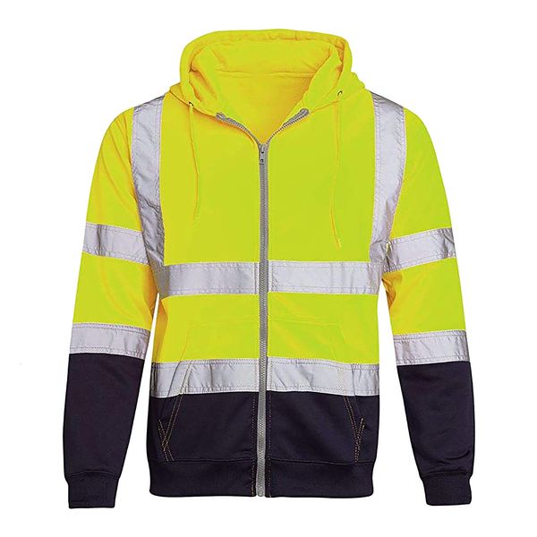 

men's jackets men jacket road work high visibility hooded outwear travel outdoor tracksuit reflective stripe outwear outdoor cycling cl, Black;brown