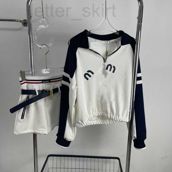 

women's shorts designer shenzhen nanyou european goods 23 early spring new navy style girl sports set polo neck elastic sweater with mi, White;black