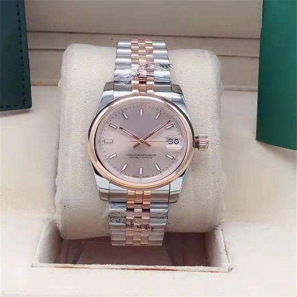 

the new 31mm lady mechanical automatic watch with light outer ring stainless steel wristwatch fashion watch master watch3082, Slivery;brown