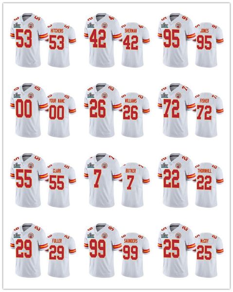 

football jersey 29 fuller 72 fisher 95 jones 26 williams 22 thornhill 25 mccoy 99 saunders 55 clark kansas''city''chiefs, Black;red