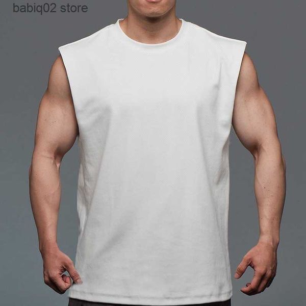 

men' tank mesh gym clothing mens workout sleeveless shirt bodybuilding tank fitness sportswear mens vests muscle singlets tankt230417, White;black
