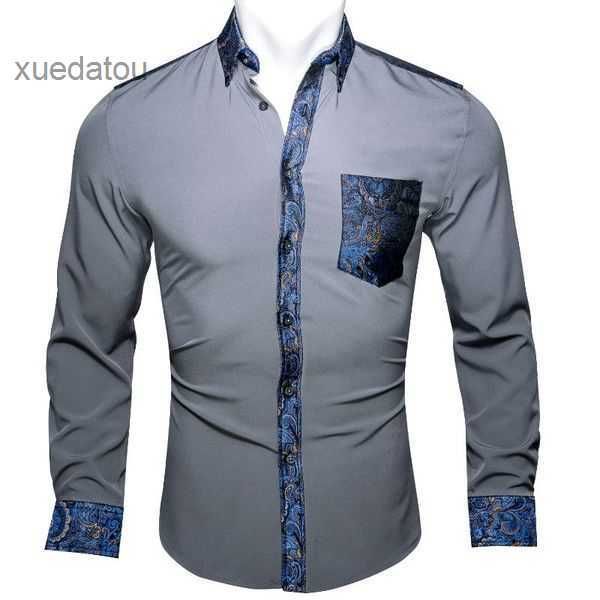 

barry.wang shirts men's black dress solid blue floral splicing men long sleeve casual soft for designer fit shirt bcy-0302 5 qt7x, White;black