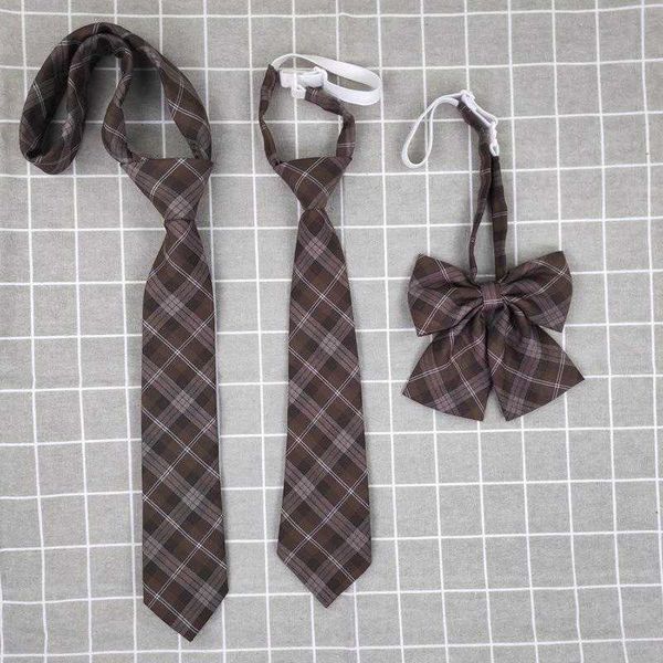 

blended fabric tie bow hand style uniform mens and womens jk plaid, Black;blue