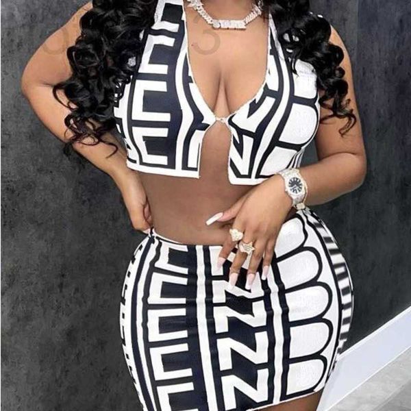 

two piece dress designer summer skirt set women letter print skirts sleeveless american hip hop streetwear girls tracksuits myhe, White