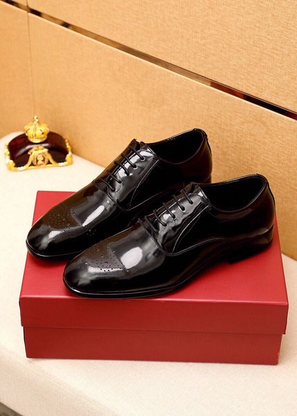

2023 mens designer dress shoes formal business lace up oxfords male brand handmade genuine leather wedding party flats size 38-45, Black