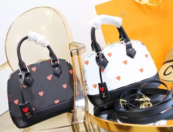 

designer brand messenger shell bag ladies classic fashion one-shoulder leather chain high-quality wallet 2023, Black;red