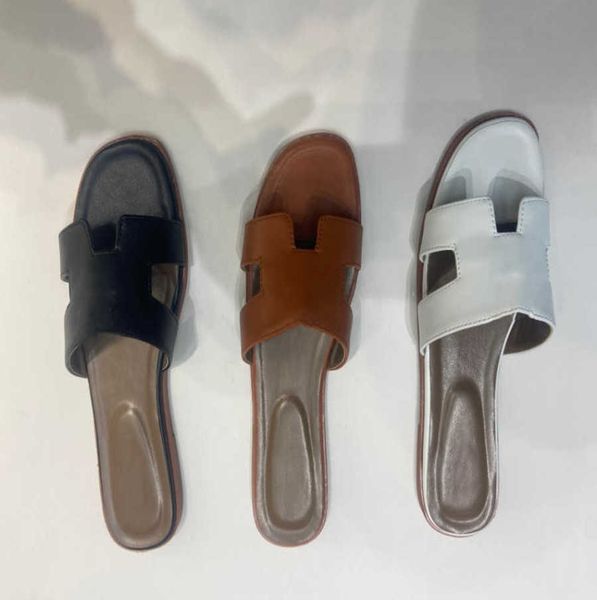 

summer beach scuff chypre slipper designer women slippers ladies luxury leather h sandals outdoor flat bottom shoe famous sandal party weddi, Black