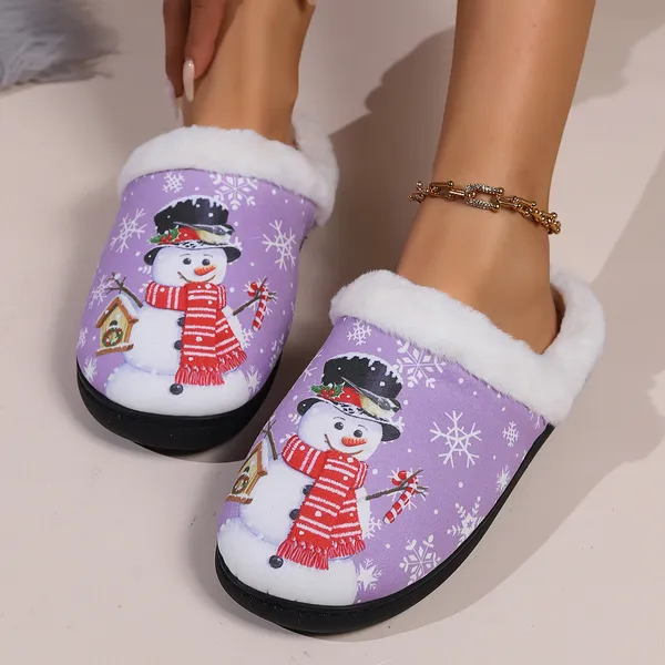 

Slippers designer christmas style season fashion snowman shoes plush warm, Purple