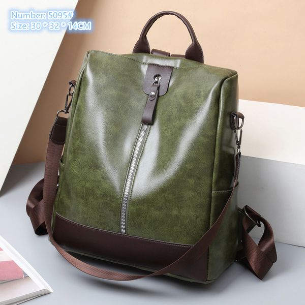 

wholesale ladies shoulder bag 3 colors multi-layered anti-theft leather student backpack simple joker outdoor leisure handbag contrast color