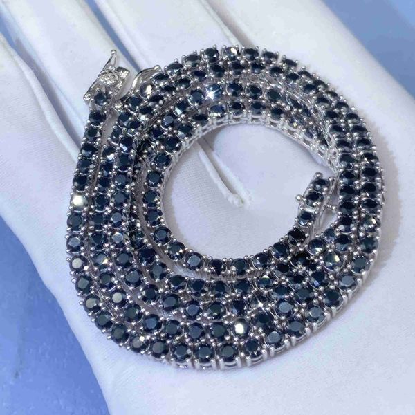 

5mm luxury diamond necklace sterling silver 925 vvs black moissanite tennis chain