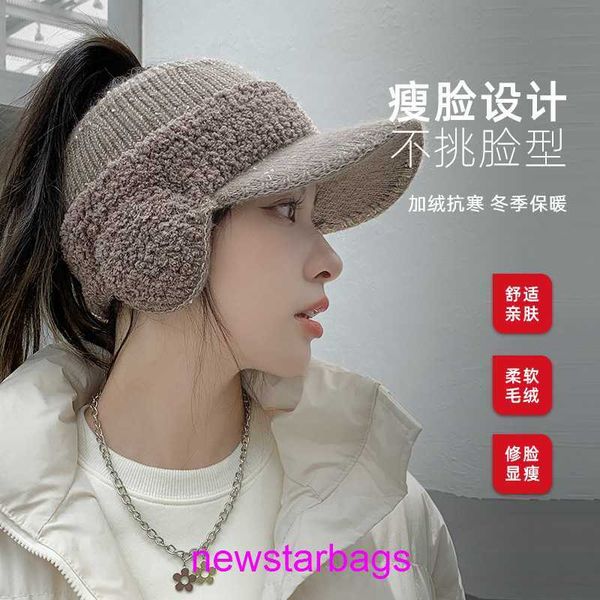 

original edition designer herms hat for sale duck tongue womens autumn and winter 2023 pop new cycling ear protector with plush warm knitted, Blue;gray
