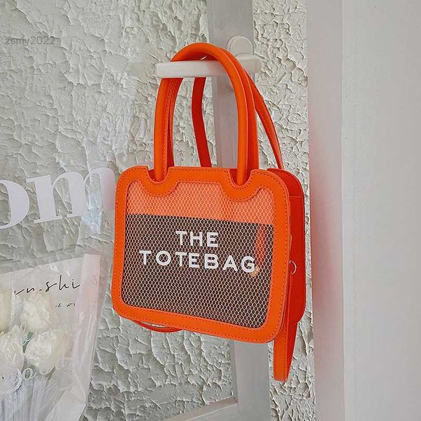 

totes 21x8x18cm pvc shoulder crossbody bags for women handbags letter mesh square tote fashion ladies summer beach small purses 2022