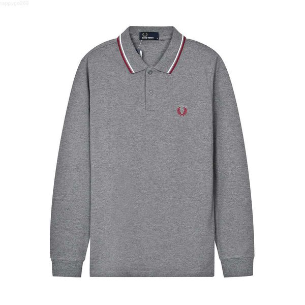 

quality men's polos classic polo shirt english cotton long sleeve 2022 designer brand summer tennis men's t-shirt 12 colors fred p, White;black