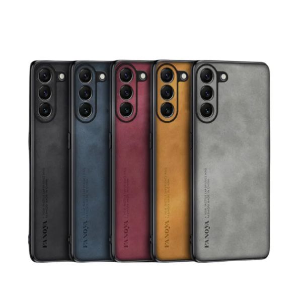 

Ultra-Thin Retro Vegan PU Leather Protective Case for Samsung Galaxy Phones, Red