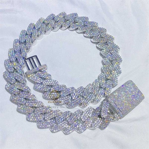 

thick heavy solid sterling silver 925 23mm men fashion rapper jewelry moissanite custom cuban chain