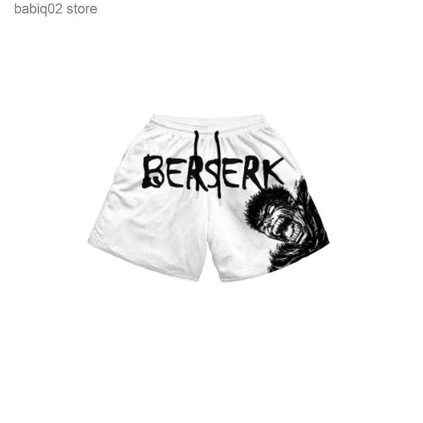 

men's shorts anime berserk summer shorts men women classic sportwear beach shorts gym shorts basketball running workout 6xl mesh shorts, White;black