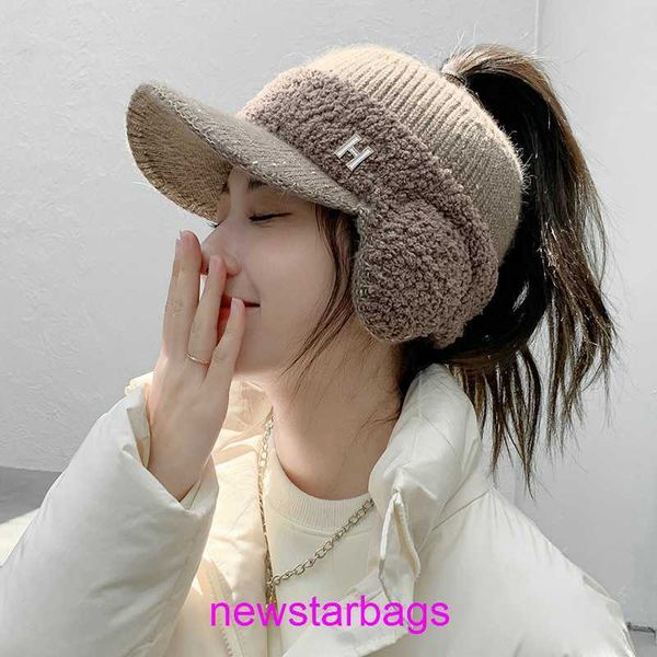 

original edition designer herms hat for sale ear protection warm wool duck tongue hat childrens winter thickened knitted ponytail casual and, Blue;gray