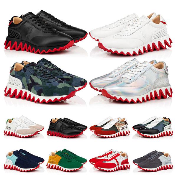 

men women casual shoes luxury designers shark sneakers genuine leather rivet camo outdoor sharks mens sports fashion trainers big size 35-47, Black